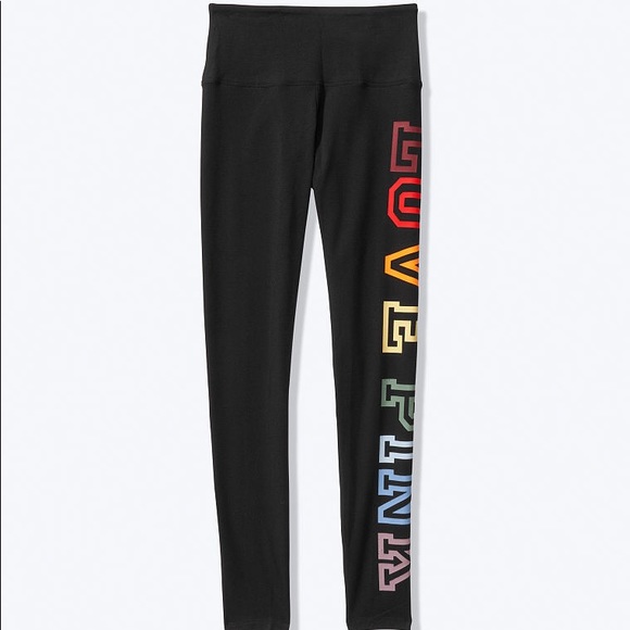 ❗️LAST💕VS PINK BLACK RAINBOW LOGO COTTON LEGGINGS - Picture 3 of 6